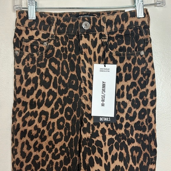 Zara High Rise Skinny Ankle Length Leopard Animal Print Denim Jeans 0327/221 - Picture 7 of 12